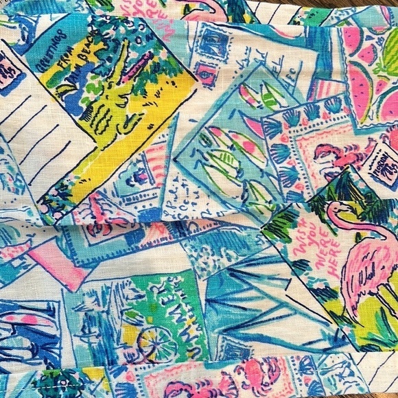 LILLY PULITZER Beach Palazzo Pull On Linen Pants Wish You Were Here Size XS NEW - Picture 8 of 9